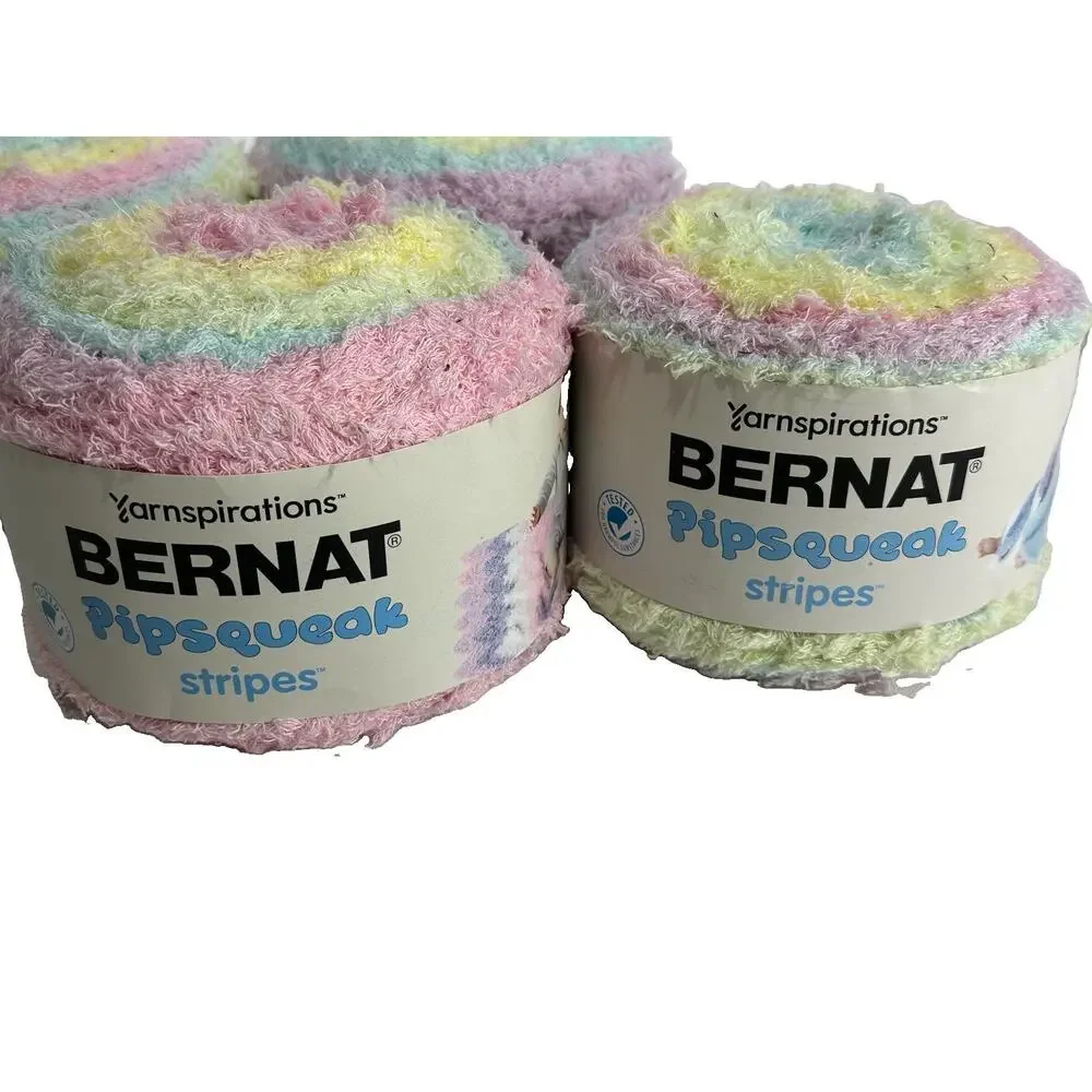 Lot 4 Bernat Pipsqueak Stripes Yarn Lullaby 60012 284 Yds Discontinued Pastel